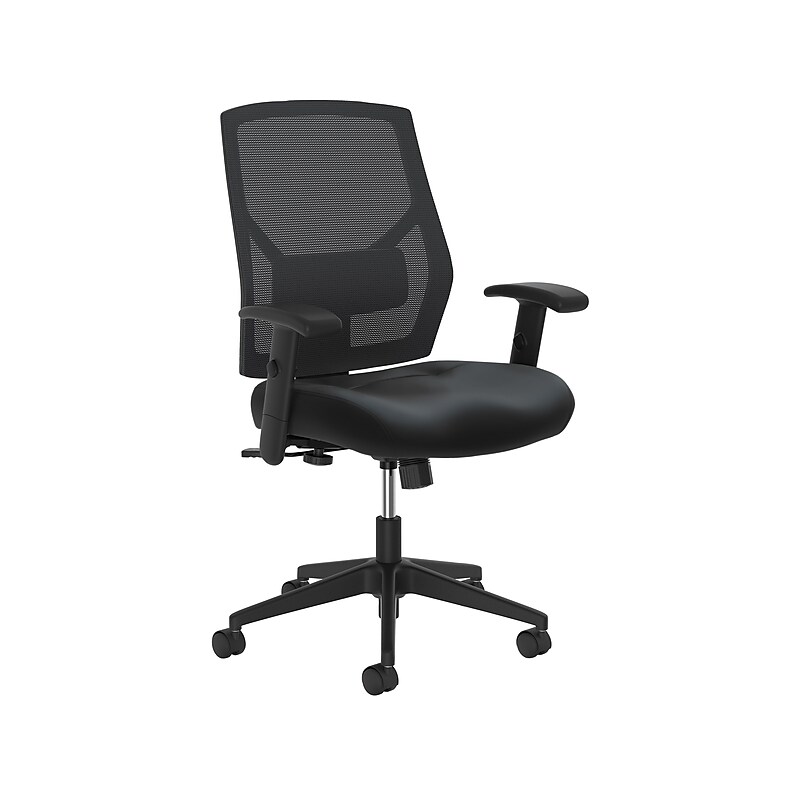 HON Crio High-Back Task Chair, Mesh Back, Adjustable Arms, Adjustable Lumbar, Black Leather (BSXVL581SB11T) image 1