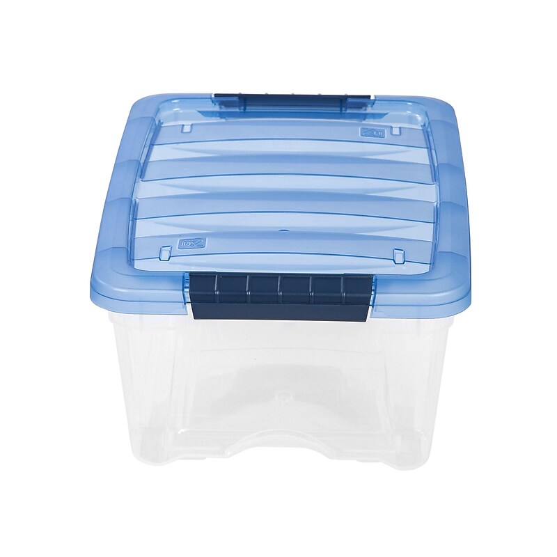 Iris Stack & Pull 12.9 Qt. Latch Lid Storage Bin, Navy/Clear (100306) image 1
