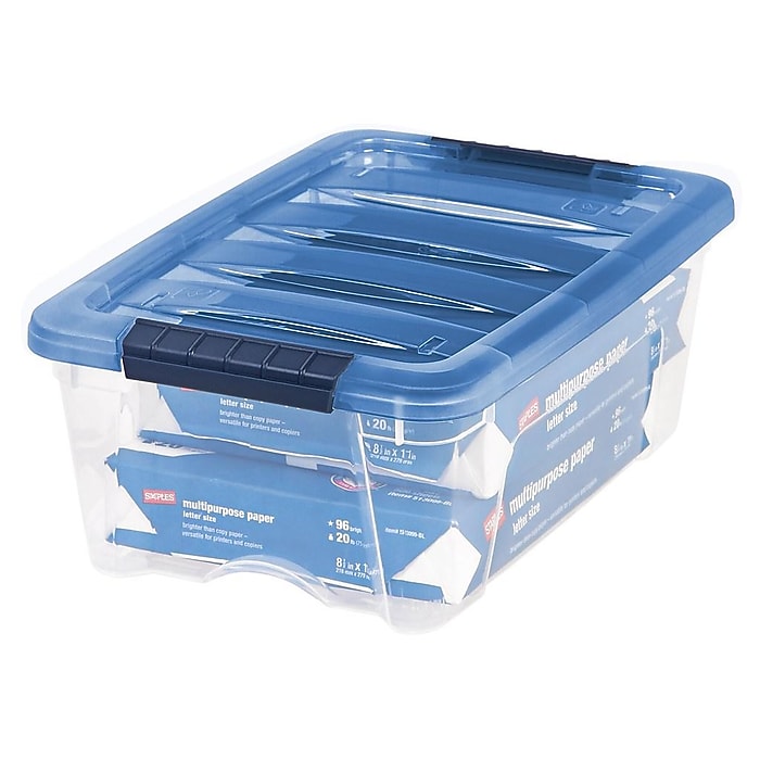 Iris Stack & Pull 12.9 Qt. Latch Lid Storage Bin, Navy/Clear