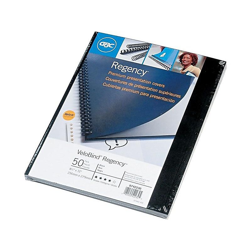 GBC Regency VeloBind Presentation Covers, 8.5"W x 11"H, Black, 50 Pack (9742230) image 1