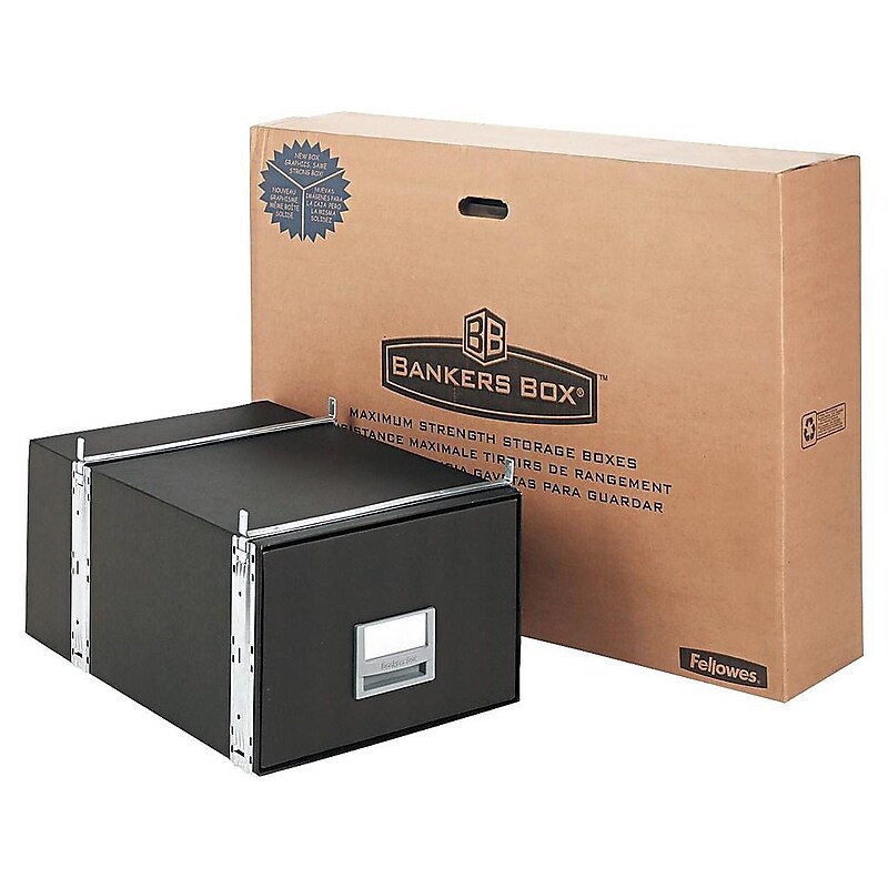 Bankers Box Staxonsteel File Storage Drawers, Stackable, Legal Size, Black, 6/Carton (00512) image 1