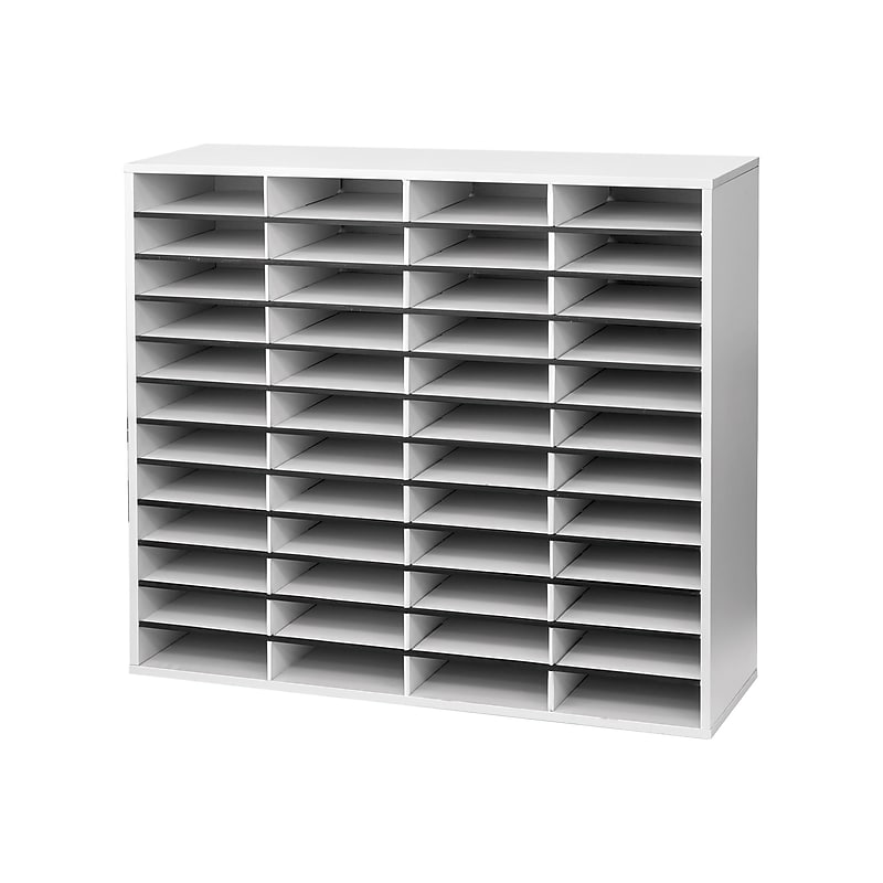 Fellowes 48-Compartment Literature Organizers, 38.25" x 34.69", Dove Gray (25081) image 1