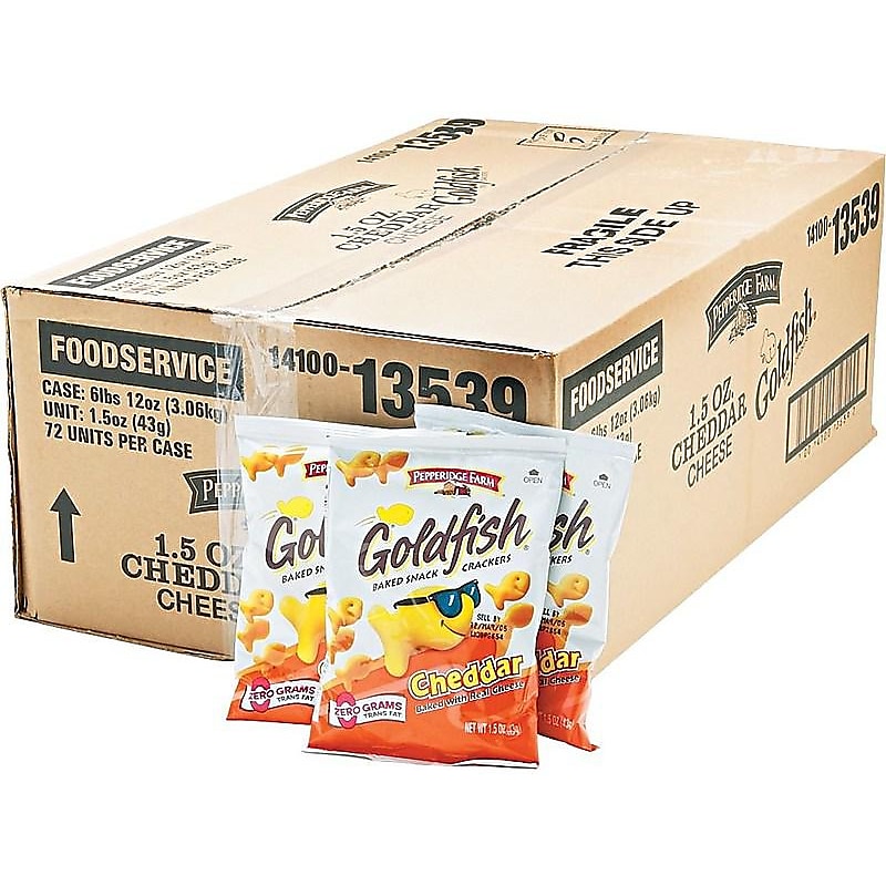 Goldfish Cheddar Crackers, 1.5 oz., 72 Packs/Box (CAM13539) image 1
