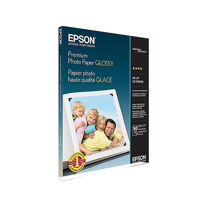 Epson Premium Glossy Photo Paper, 8.5" x 11", 50 Sheets/Pack (S041667) image 1