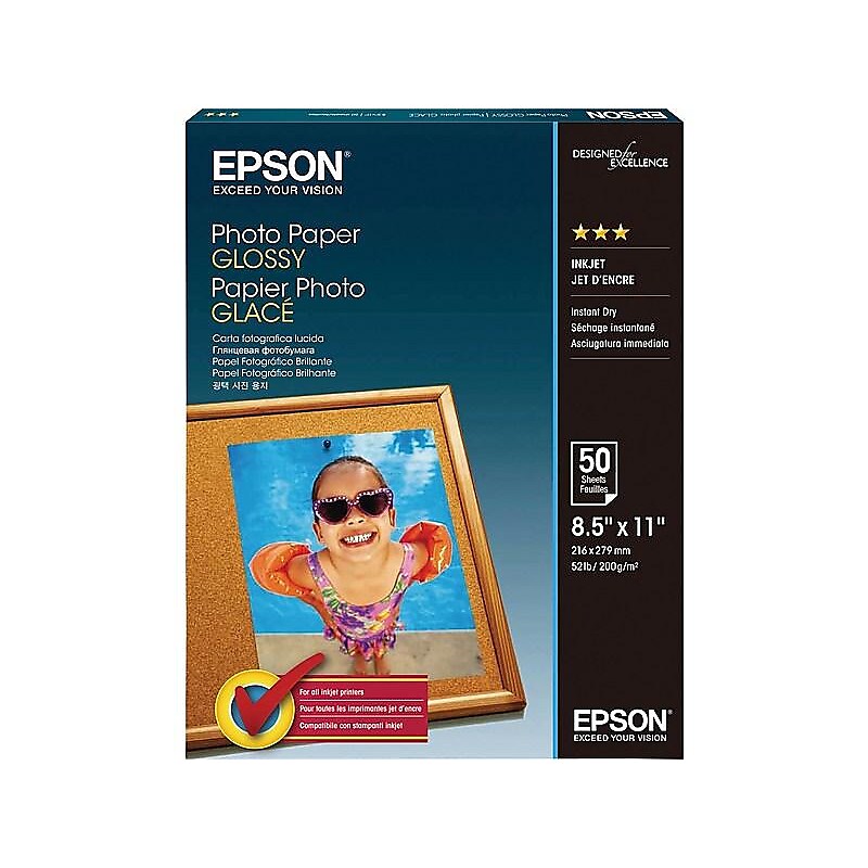 Epson Glossy Photo Paper, 8.5" x 11", 50 Sheets/Pack (S041649) image 1
