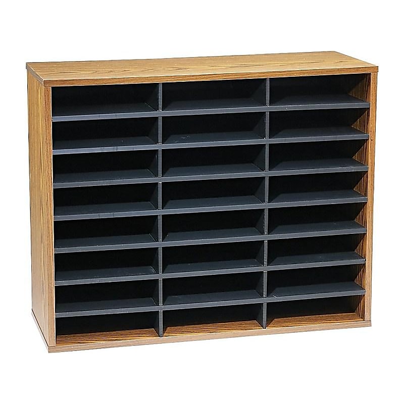 Fellowes 24-Compartment Literature Organizers, 29" x 23.44", Medium Oak (25043) image 1
