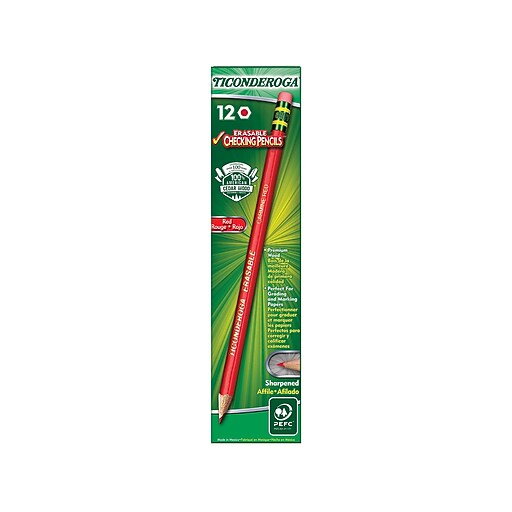 Dixon Ticonderoga Colored Pencils, Carmine Red, Dozen (14259) Staples