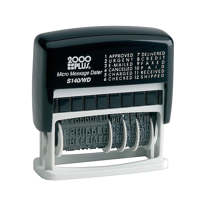 2000 Plus Micro Message Dater 12-in-1 Self-Inking Date and Message Stamp, Black Ink (011090) image 1