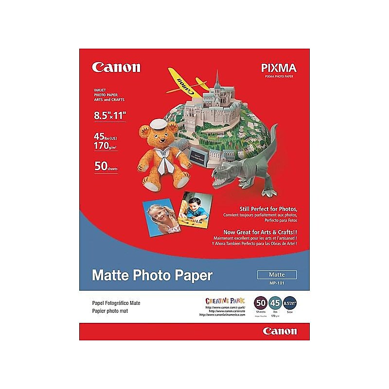 Canon MP 101 Matte Photo Paper, 8.5" x 11", 50 Sheets/Pack (7981A004) image 1