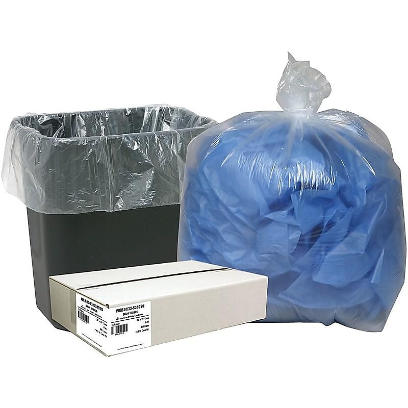 Berry Global Classic 16 Gallon Industrial Trash Bag, 24" x 31", Low Density, 0.6mil, Clear, 500 Bags/Box (WEBBC33-538926) image 1