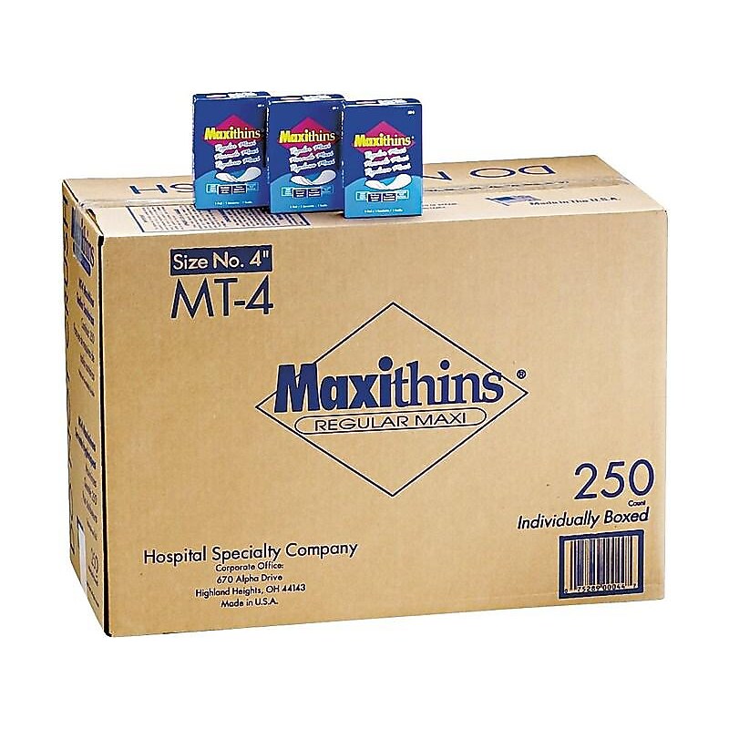Maxithins #4 Regular Maxi Pads, 250/Box (MT-4) image 1