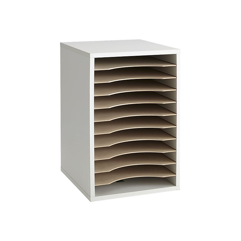 Safco 11-Compartment Wooden File Organizer, Gray (9419GR) image 1