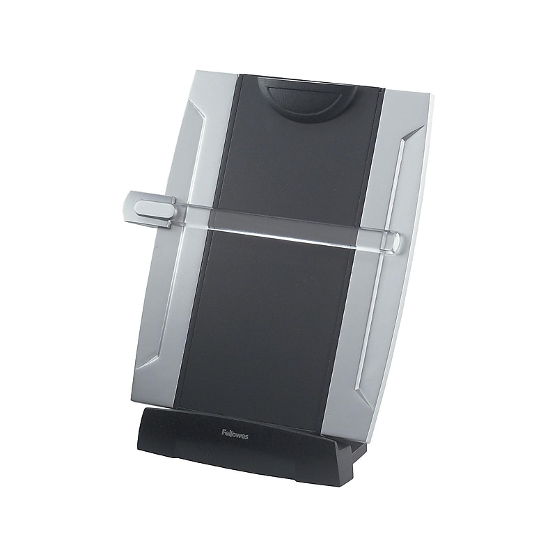 Fellowes Office Suites Desktop Plastic Document Stand with Clip & Guide Bar, Black/Silver (8033201) image 1