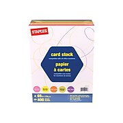 Staples 65 lb. Cardstock Paper, 8.5" x 11", Assorted Colors, 400 Sheets/Pack (25496)