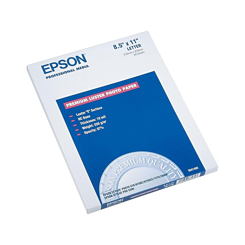 Epson Ultra Premium Luster Photo Paper, 8.5" x 11", 50 Sheets/Pack (SO41405) image 1