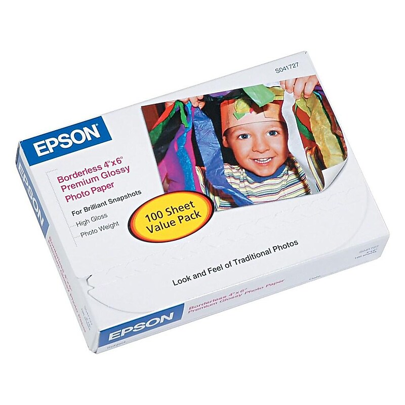 Epson Premium Glossy Photo Paper, 4" x 6", 100 Sheets/Pack (SO41727) image 1