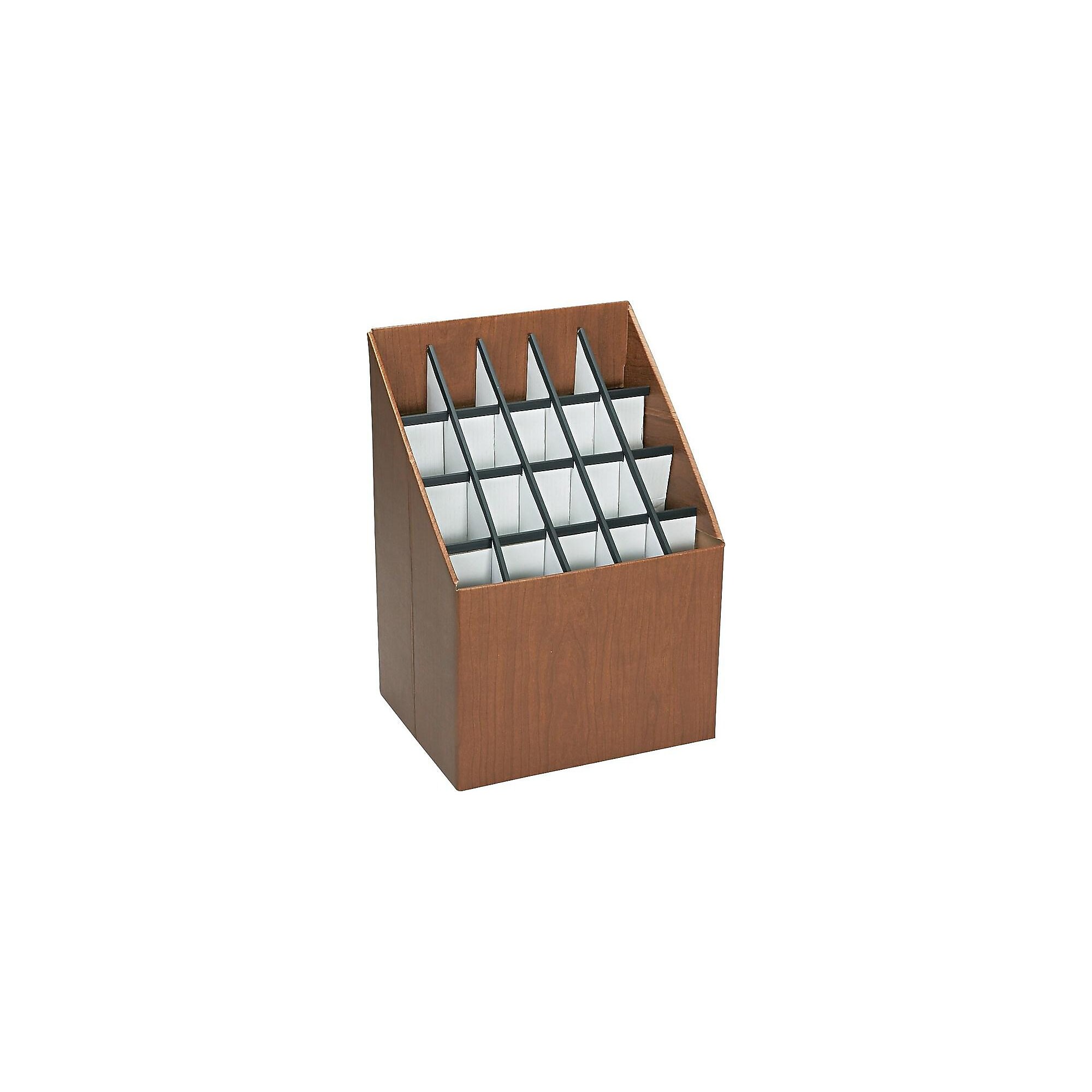 Safco Upright 20-Slot Mobile Roll File, 22″H x 15″W x 12″D, Walnut Wood (3081) Simolary simolary.com