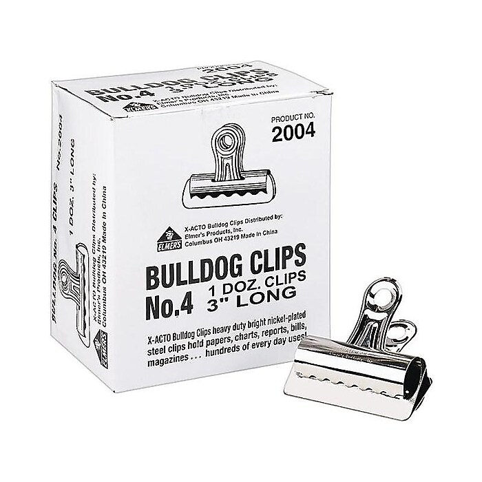 X-ACTO #4 Bulldog Clips, Metallic, 12/Box (2004) | Staples