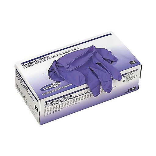 KimberlyClark Powder Free Nitrile Exam Gloves, Medium, Purple, 100/Box