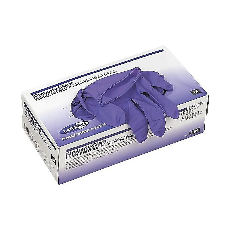 Kimberly-Clark Powder Free Nitrile Exam Gloves, Medium, Purple, 100/Box (55082) image 1