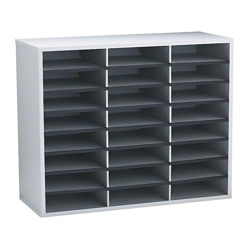 Fellowes 24-Compartment Literature Organizers, 29" x 23.44", Dove Gray (25041) image 1