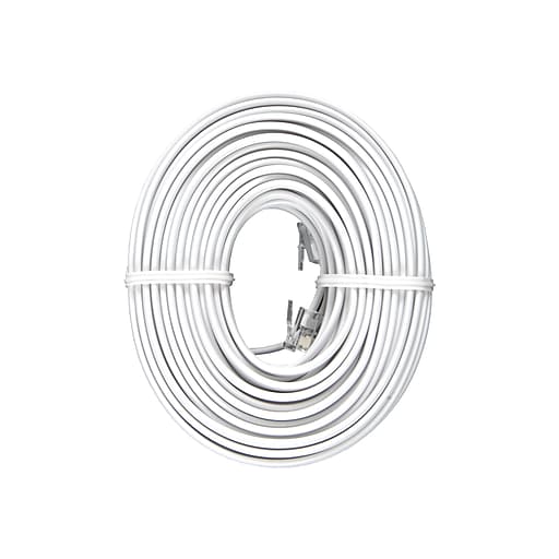 Power Gear 76530 50' Telephone Line Cord, White Staples