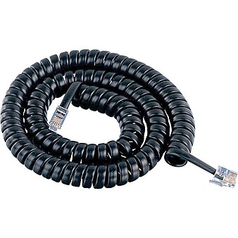 Power Gear 27639 12' Coiled Telephone Line Cord, Black