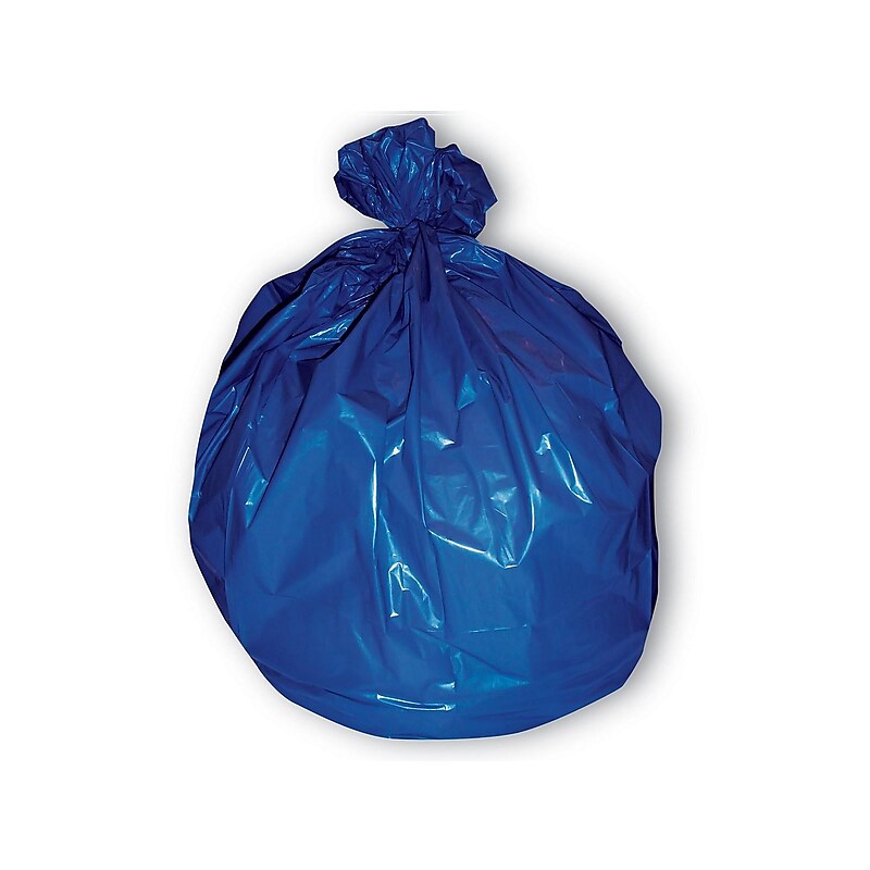 Heritage 45 Gallon Recycling Bag, LowDensity, 1.3 Mil, Blue, 100 Bags/Box (H8046PX) image 1