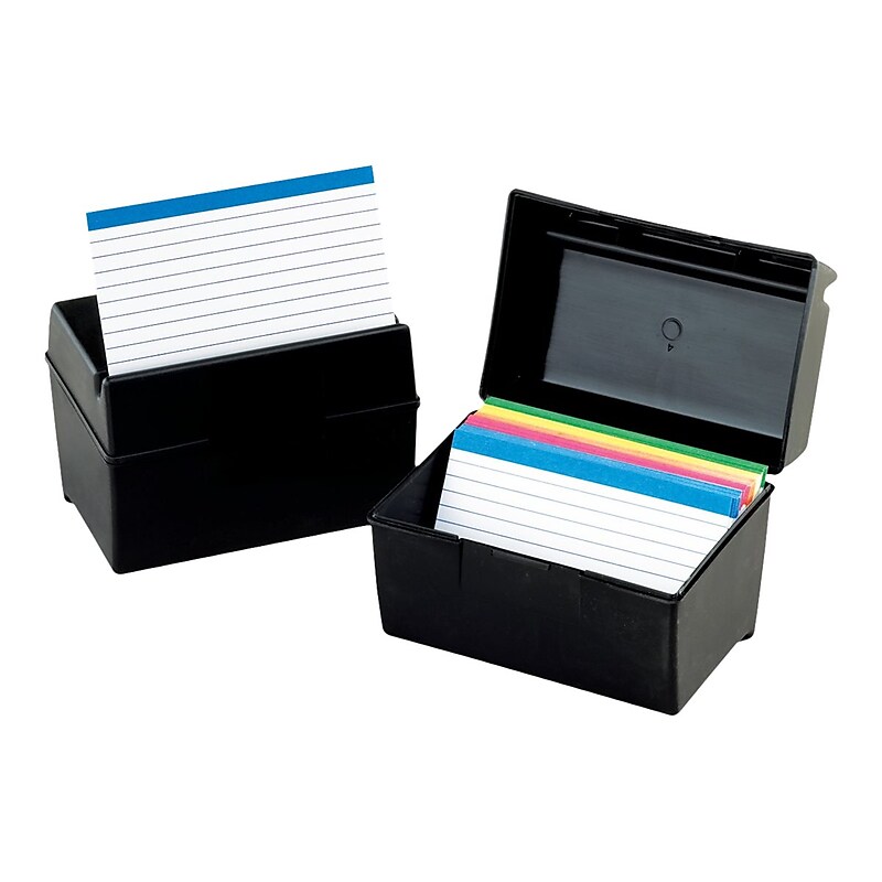 Oxford Index Card File Box, 300-Card Capacity, Black (01351) image 1