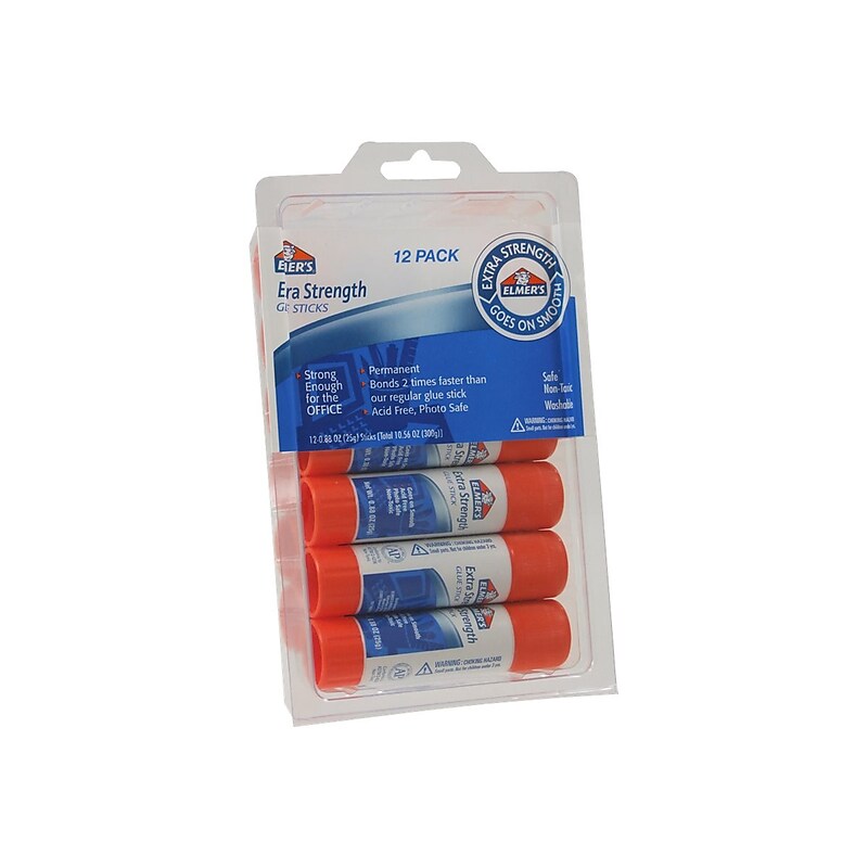 Elmer's Extra Strength Washable Glue Sticks, 0.88 oz., White, 12/Pack (E532) image 1