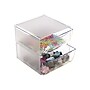 Deflect-O Cube 2 Compartment Stackable Plastic Storage Drawers, Clear (350101)~#|#~sp45449882_sc7