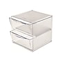 Deflect-O Cube 2 Compartment Stackable Plastic Storage Drawers, Clear (350101)~#|#~sp45449883_sc7