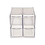 Deflect-O Cube 4-Compartment Stackable Plastic Storage Drawers, Clear (350301)~#|#~sp45449894_sc7