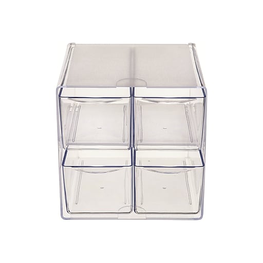 Deflecto Desk Cube with 4 Drawers, Clear Plastic
