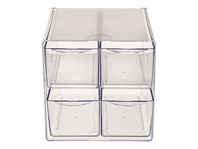 Deflecto Two Drawer Cube Organizer Clear Plastic 6 x 7-1/8 x 6 350101