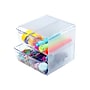 Deflect-O Cube 4-Compartment Stackable Plastic Storage Drawers, Clear (350301)~#|#~sp45449895_sc7