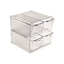 Deflect-O Cube 4-Compartment Stackable Plastic Storage Drawers, Clear (350301)~#|#~sp45449896_sc7