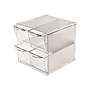 Deflect-O Cube 4-Compartment Stackable Plastic Storage Drawers, Clear (350301)~#|#~sp45449900_sc7
