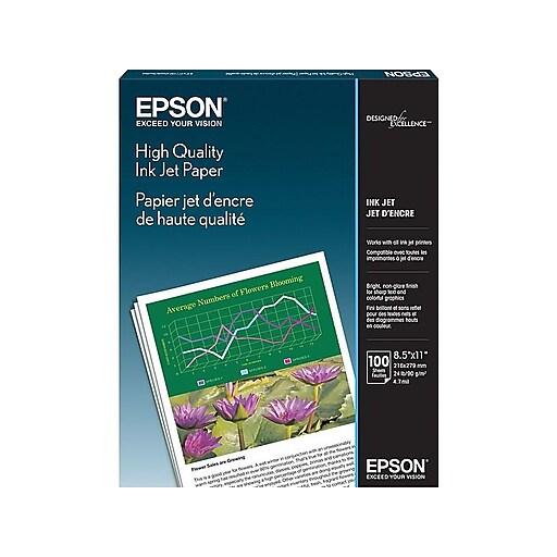 Epson High Quality Inkjet Paper (8.5 x 11, 100 Sheets)