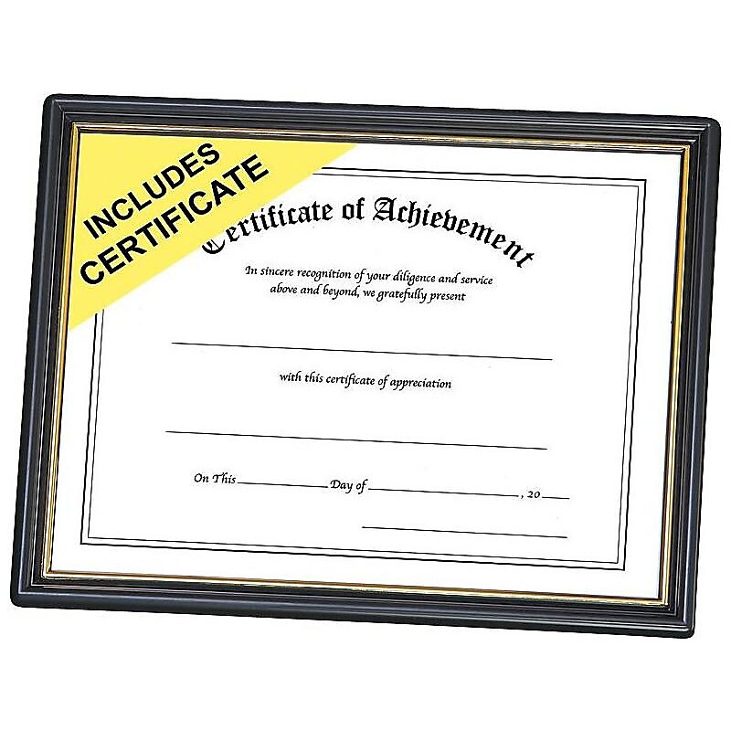 NuDell 8.5"W x 11"L Certificate Frame, Black/Gold (19210) image 1