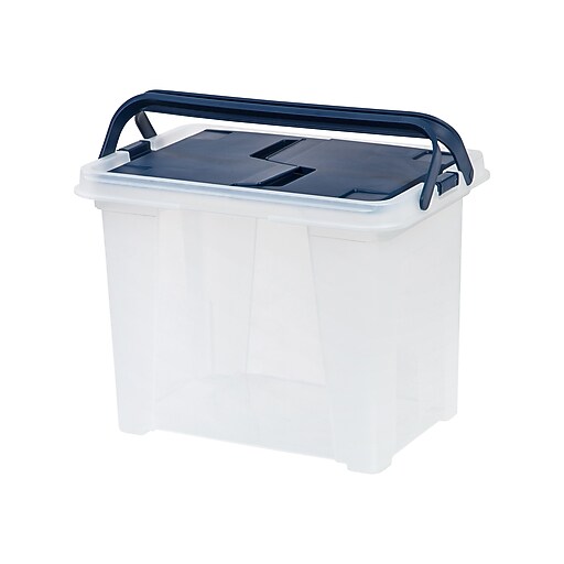 Iris Plastic Box, Letter Size, Clear with Navy Lid (111127) at Staples