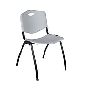 Regency Kee 48" Square Breakroom Table- Grey/ Black & 4 'M' Stack Chairs, Grey (TB4848GYBPBK47GY)