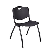 Regency Kee 48" Square Breakroom Table- Grey/ Black & 4 'M' Stack Chairs, Black (TB4848GYPBK47BK)