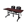 Regency Kobe 60" Flip Top Mobile Training Table- Mahogany & 2 'M' Stack Chairs- Black~#|#~sp4548152_sc7
