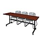 Regency Kobe 84" Flip Top Mobile Training Table- Cherry & 3 Zeng Stack Chairs- Grey~#|#~sp4548168_sc7