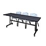 Regency Kobe 84" Flip Top Mobile Training Table- Grey & 3 'M' Stack Chairs- Grey~#|#~sp4548173_sc7