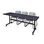 Regency Kobe 84" Flip Top Mobile Training Table- Grey & 3 Zeng Stack Chairs- Grey~#|#~sp4548339_sc7