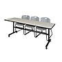 Regency Kobe 84" Flip Top Mobile Training Table- Maple & 3 Zeng Stack Chairs- Grey~#|#~sp4548342_sc7
