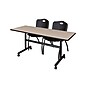 Regency Kobe 60" Flip Top Mobile Training Table- Beige & 2 'M' Stack Chairs- Black~#|#~sp4548534_sc7