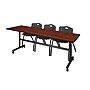 Regency Kobe 84" Flip Top Mobile Training Table- Cherry & 3 'M' Stack Chairs- Black~#|#~sp4548561_sc7